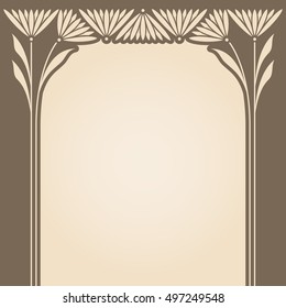 Vector invitation card with art deco ornament and space for text.