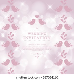 Vector invitation card background. Love forever and ever. Illustration blurred soft background. Perfect as invitation or announcement.