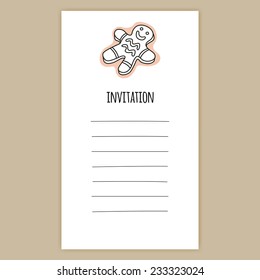 Vector Invitation Card, Birthday Card, Celebration Card, Post Card with Cute Simple Illustrations