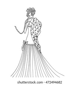 Vector Invitation Card. Black and white vector illustration. Anti-stress adult coloring.