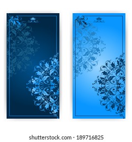 Vector invitation card with blue ornament, place for text