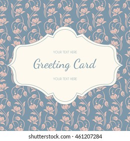 Vector invitation card with color elegant flowers and curved stems