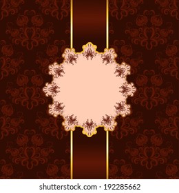 Vector invitation card with damask ornament, place for text