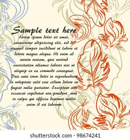 vector invitation card design with beautiful feathers
