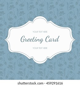 Vector invitation card with elegant blue flowers and curved stems