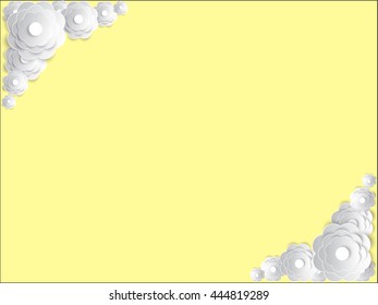 Vector invitation card with floral element, White flowers on yellow background