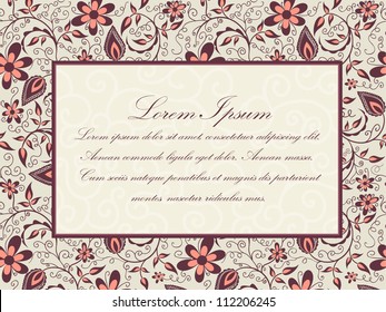 Vector invitation card with floral pattern