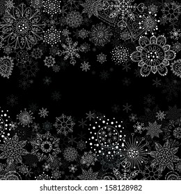 Vector invitation card with flowers and snowflakes.