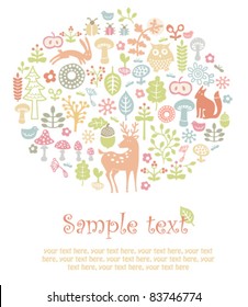 vector invitation card with forest ornament