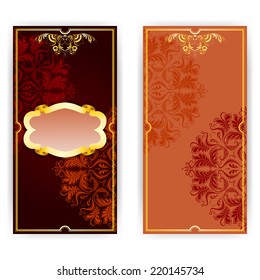 Vector invitation card with frame and filigree ornament, place for text