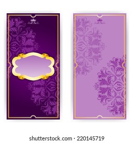 Vector invitation card with frame and lace ornament, place for text