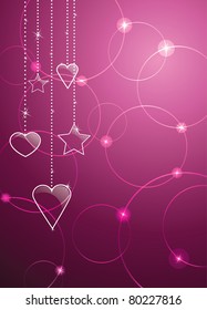 Vector invitation card with glossy heart shape