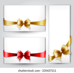 Vector Invitation Card With Gold And Red Holiday Bow