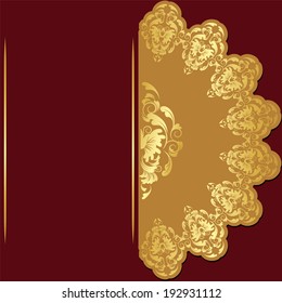 vector invitation card with golden design elements such as luxury  ornament and red ribbon