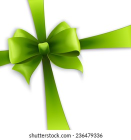 Vector Invitation card with green holiday ribbon and bow