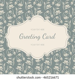 Vector invitation card with ivory elegant flowers and curved stems