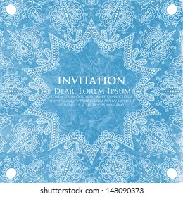 Vector invitation card  on abstract hand drawn watercolor background. Vector grunge illustration. 