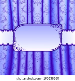 Vector invitation card on curtain with pleats, place for text
