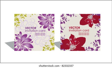 Vector invitation card on floral background