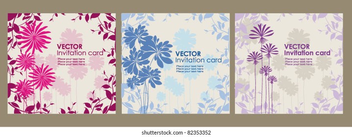 Vector invitation card on floral background