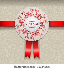 Vector invitation card with ornamental round lace