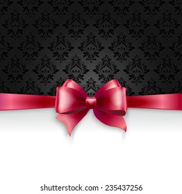 Vector Invitation card with Pink holiday ribbon on vintage background
