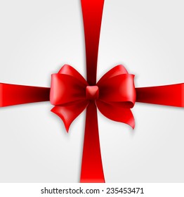 Vector Invitation card with red holiday ribbon and bow