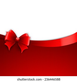 Vector Invitation card with red holiday ribbon and bow