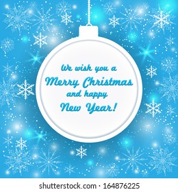 Vector invitation card with snowflakes. Happy New Year & Merry Christmas invitation card. Nice template for your designs. 