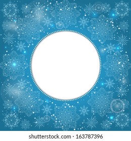 Vector invitation card with snowflakes. New Year invitation card. Nice template for your designs.