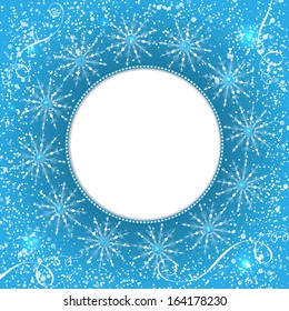 Vector invitation card with snowflakes. New Year invitation card. Nice template for your designs.