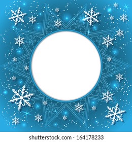 Vector invitation card with snowflakes. New Year invitation card. Nice template for your designs.