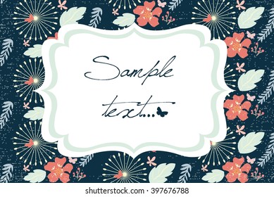 Vector invitation or card with spring flowers. Vector illustration