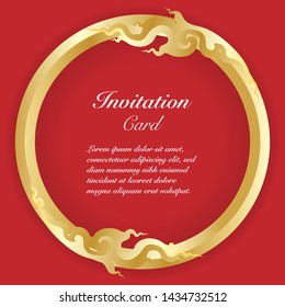 Vector of invitation card template, background and frame border. Thai contemporary art vintage illustration design