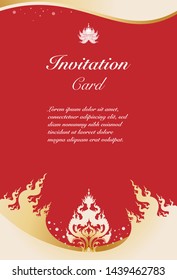 Vector of invitation card template, background and frame border. Thai contemporary art vintage illustration design