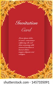 Vector of invitation card template, background and frame border. Thai contemporary art vintage illustration design