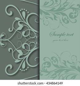 Vector invitation card template with floral elements.
