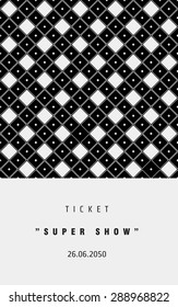 Vector invitation card or ticket, monochrome geometric pattern templates. Ideal for Save The Date, tickets, anniversary date, birthday cards, invitations.