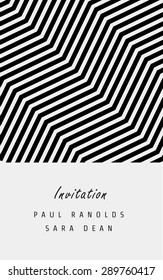 Vector invitation card or ticket, monochrome geometric pattern templates. Ideal for Save The Date, tickets, anniversary date, birthday cards, invitations.