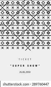 Vector invitation card or ticket, monochrome geometric pattern templates. Ideal for Save The Date, tickets, anniversary date, birthday cards, invitations.