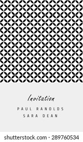 Vector invitation card or ticket, monochrome geometric pattern templates. Ideal for Save The Date, tickets, anniversary date, birthday cards, invitations.