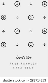 Vector invitation card or ticket, monochrome geometric pattern templates. Ideal for Save The Date, tickets, anniversary date, birthday cards, invitations.