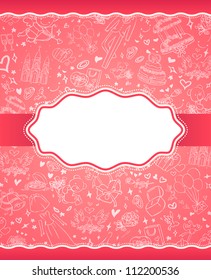 Vector invitation card with Wedding items