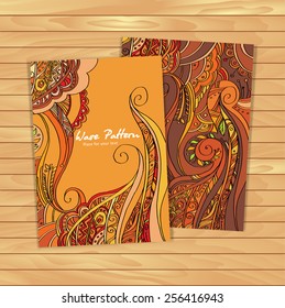Vector invitation cards with abstract background. lace pattern with elements of ethnic motives. Template wavy frame design for a card.