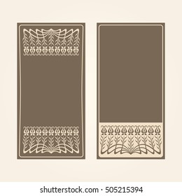 Vector invitation cards with art deco ornament and space for text.