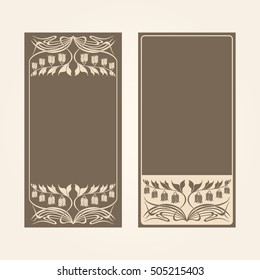 Vector invitation cards with art deco ornament and space for text.