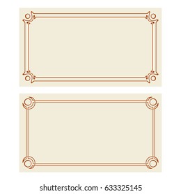 Vector invitation cards with art nouveau frames and space for text.