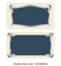 Vector invitation cards with art nouveau frames and space for text.
