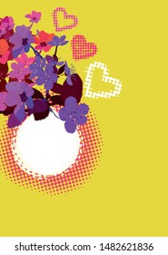 Vector invitation cards with flowers and branches and frame for text