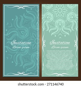 Vector Invitation cards. Vintage decorative elements. Hand drawn background.